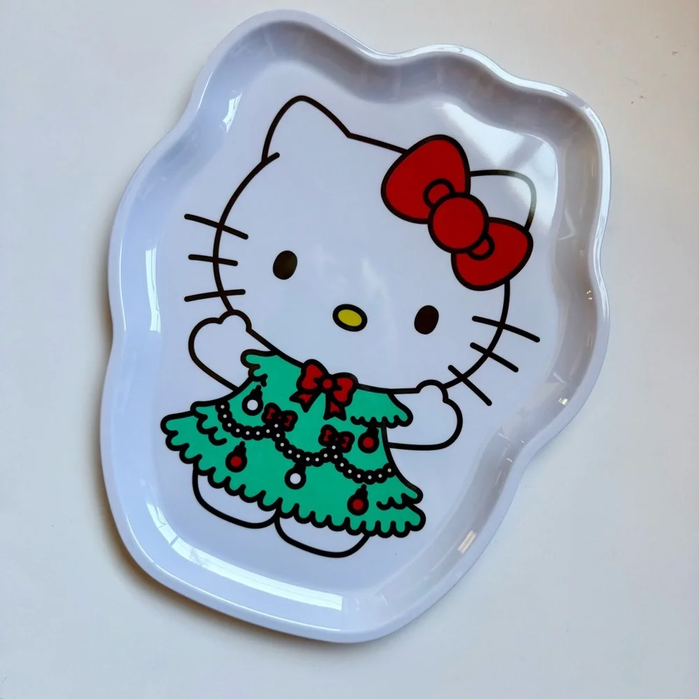 Hello Kitty Festive Melamine Serving Tray Cookies Holiday Tableware NEW in Box